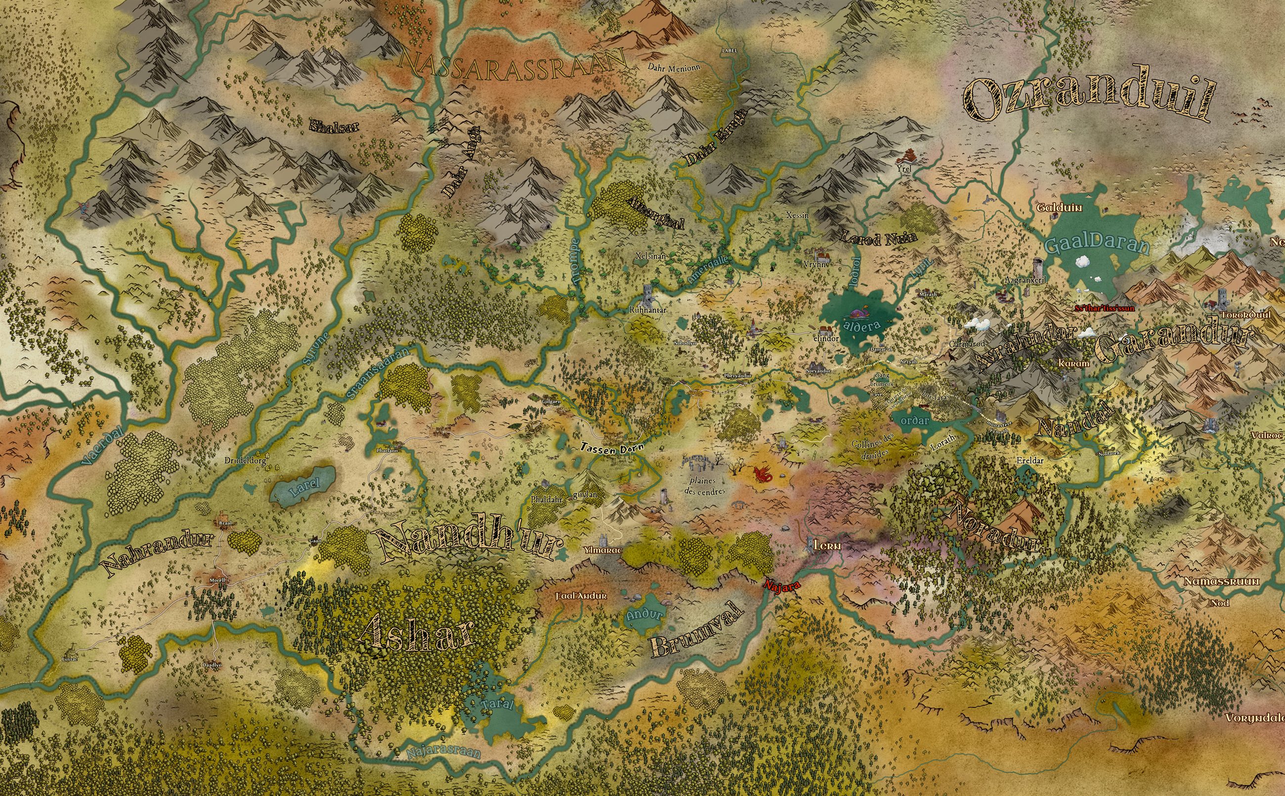 Carte du Nandh'ur et des territoires de Neryll