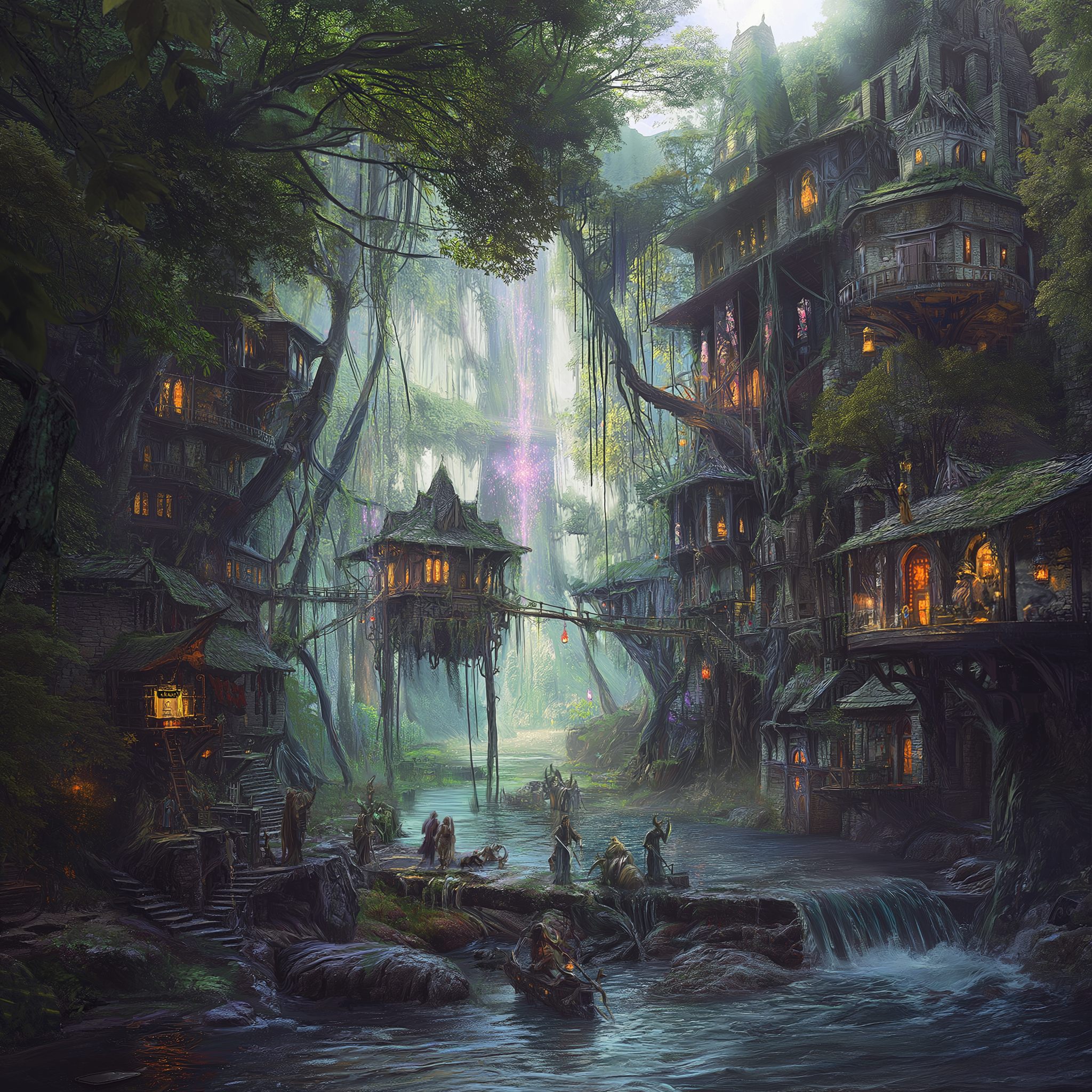 Village noradryn caché dans la forêt